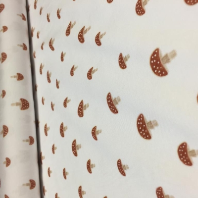 Jersey GOTS | Mushrooms Pilze | Weiß Braun